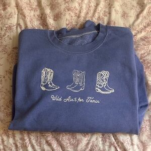 PacSun Blue Sweatshirt with White Boot Design